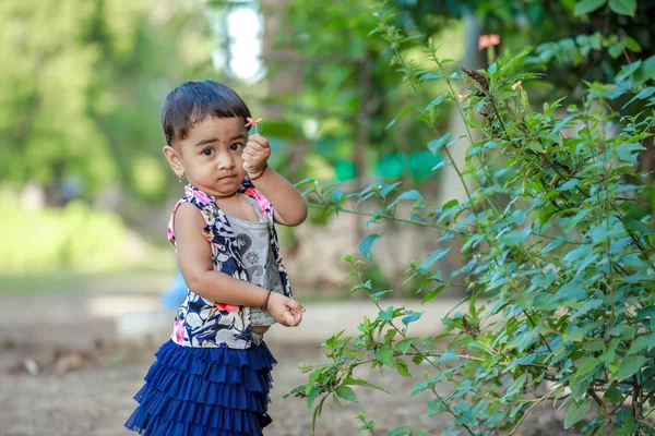 Enfant Indien Petite Fille Jouant — Photo