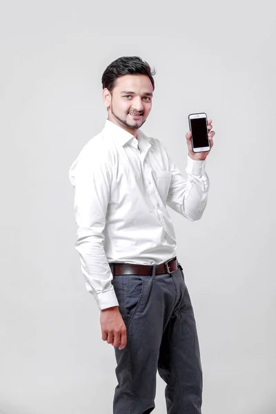 Jeune Homme Indien Aide Mobile — Photo