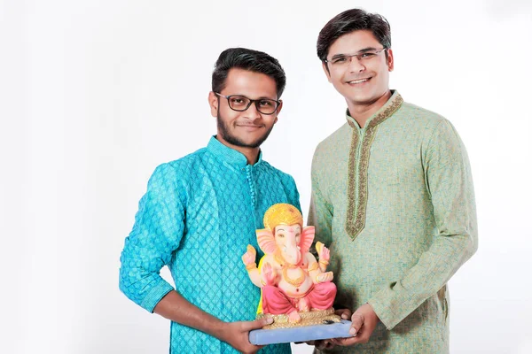 Νεαρός Ινδός Λόρδος Γκανέσα Φεστιβάλ Γιορτάζοντας Ganesh — Φωτογραφία Αρχείου