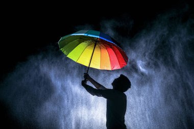 Indian boy holding umbrella in hand