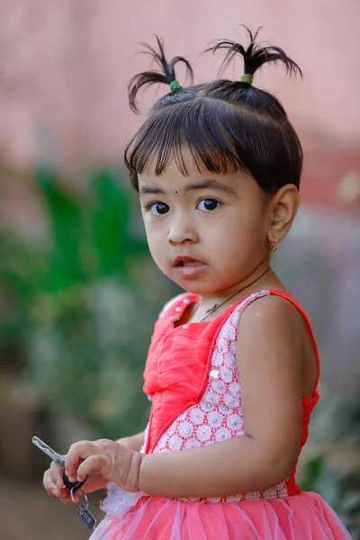 Indian Child Playing Park — Stok fotoğraf