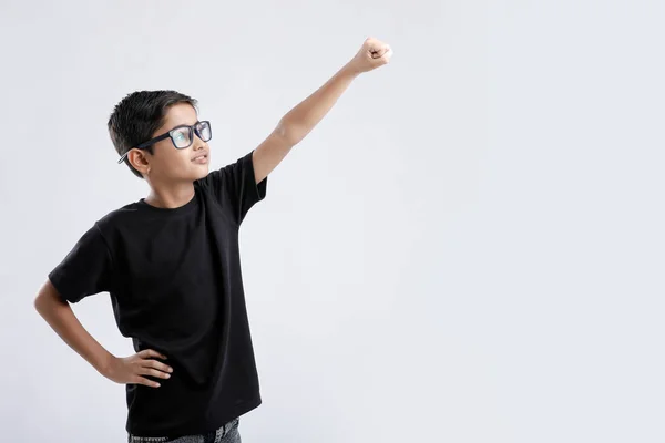 Little Indian Boy Superman Pose — Φωτογραφία Αρχείου