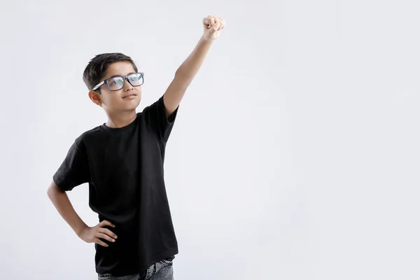 Little Indian Boy Superman Pose — Foto Stock