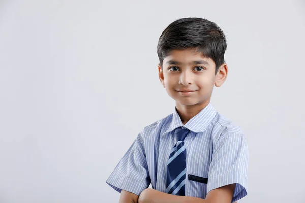 Cute Little Indian Indian Asian School Boy Wearing Uniform — 图库照片