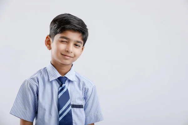 Cute Little Indian Indian Asian School Boy Wearing Uniform — Stock fotografie