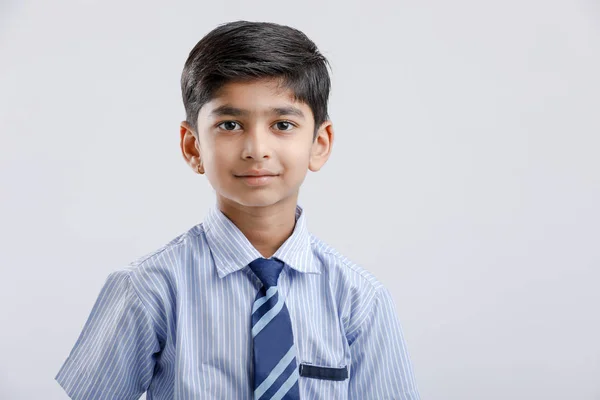 Cute Little Indian Indian Asian School Boy Wearing Uniform — Stock fotografie