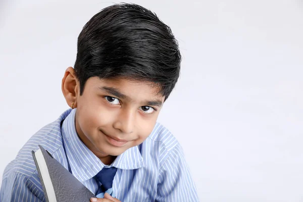 Cute Little Indian Indian Asian School Boy Wearing Uniform — Stock Fotó