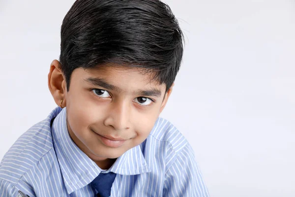 Cute Little Indian Indian Asian School Boy Wearing Uniform — стоковое фото