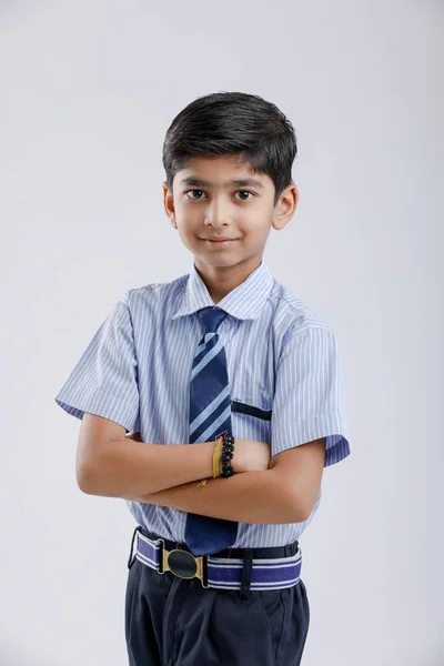 Cute Little Indian Indian Asian School Boy Wearing Uniform — ストック写真