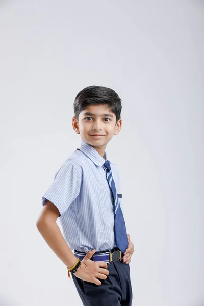 Cute Little Indian Indian Asian School Boy Wearing Uniform — Foto de Stock