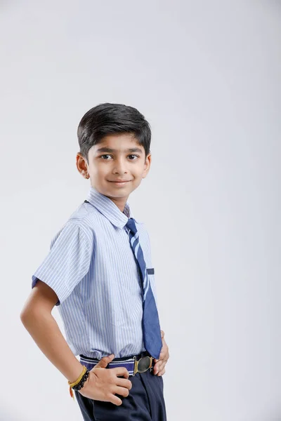 Cute Little Indian Indian Asian School Boy Wearing Uniform — стоковое фото