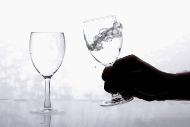 water in wine glass , Water splash