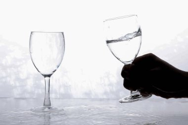 water in wine glass , Water splash