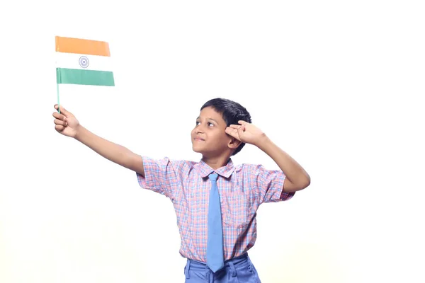 印第安旗子在孩子手 — 图库照片