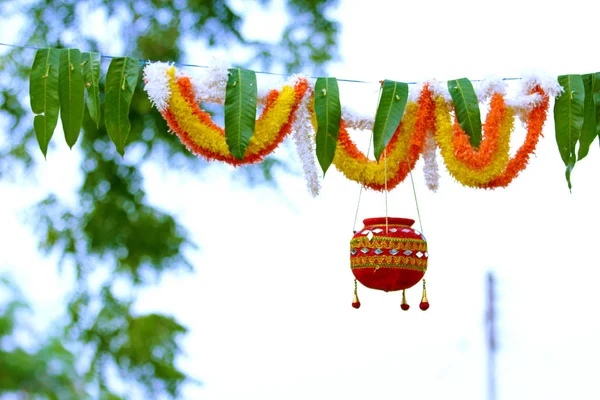 Foto Von Dahi Handi Auf Dem Gokulashtami Fest Indien Dem — Stockfoto