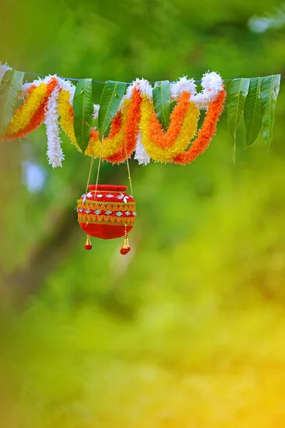 Dahi Handi Fényképe Gokulashtami Fesztiválon Indiában Ami Shri Krishna Születésének — Stock Fotó