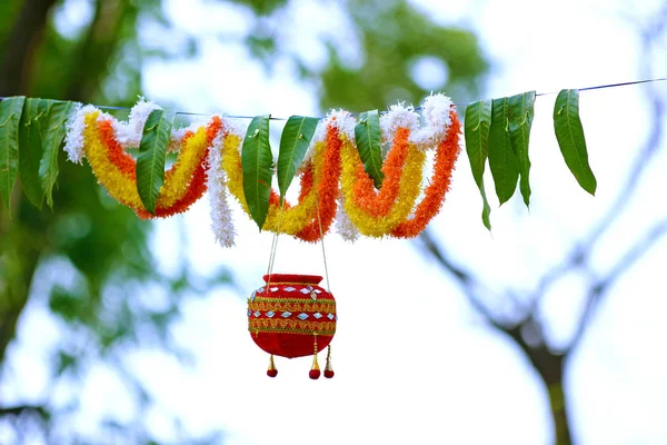 Fotografi Dahi Handi Gokulashtami Festival Indien Som Lord Shri Krishnas — Stockfoto