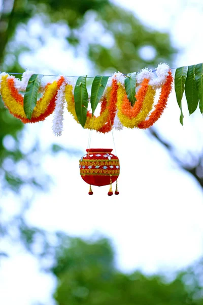 Foto Von Dahi Handi Auf Dem Gokulashtami Fest Indien Dem — Stockfoto