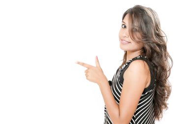 young indian girl Standing isolated over white background
