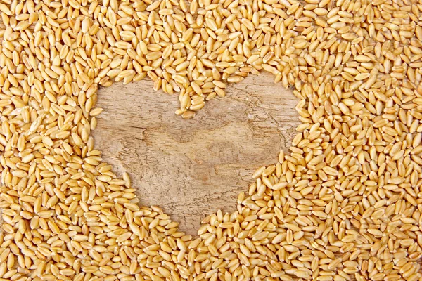 Wheat Wooden Texture Background Love Shape — Foto de Stock