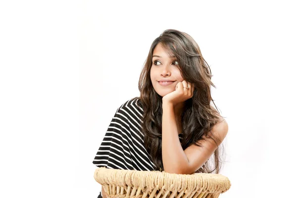 Indian Girl White Background —  Fotos de Stock