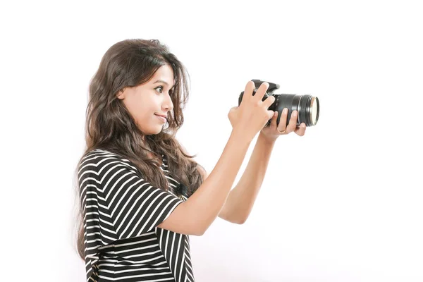 Indian Girl Camera —  Fotos de Stock