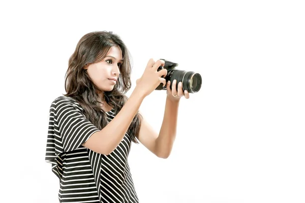 Indian Girl Camera — Stock Photo, Image