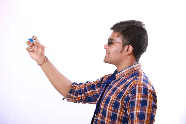 Young Indian Teacher Writing Board — Photo