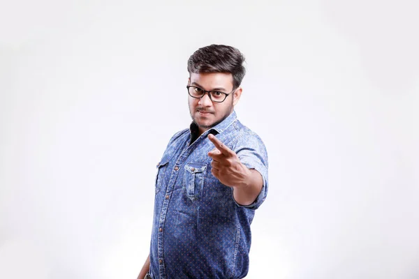 Handsome Young Indian Man Showing Thumps Isolated White Background — Φωτογραφία Αρχείου