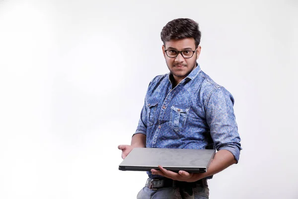 Young Indian Man Laptop — 스톡 사진