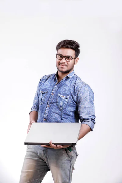 Young Indian Man Laptop — Stockfoto