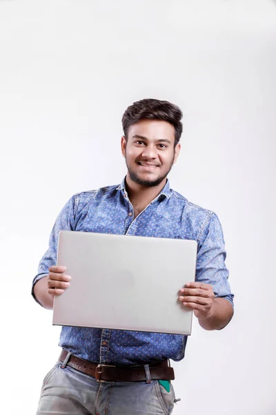 Young Indian Man Laptop — стоковое фото