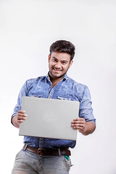Young Indian Man Laptop — Photo