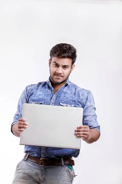 Young Indian Man Laptop — Stok fotoğraf