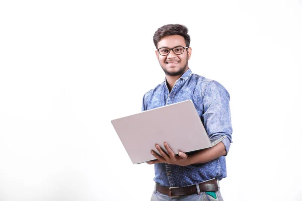 Young Indian Man Laptop — 스톡 사진