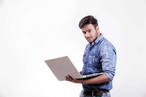 Young Indian Man Laptop — Photo