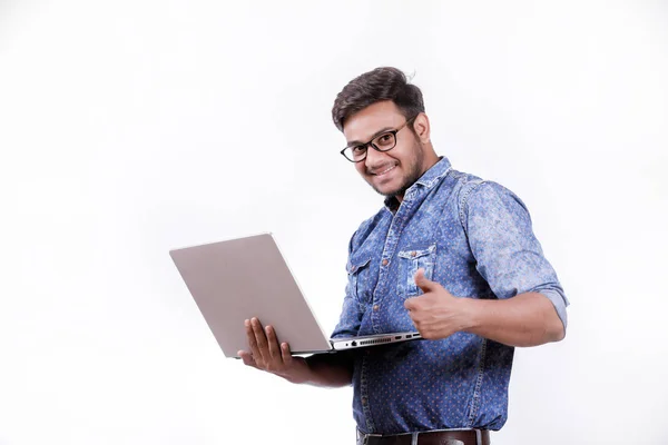 Young Indian Man Laptop — ストック写真