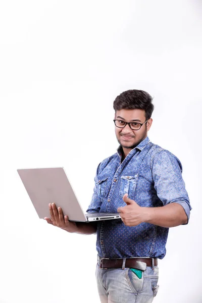 Young Indian Man Laptop — Zdjęcie stockowe