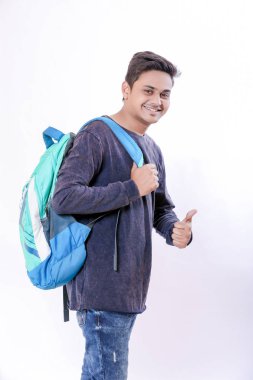 Indian college boy with bag