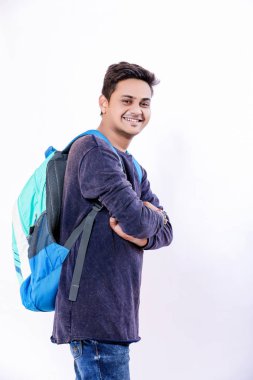 indian collage student with bag