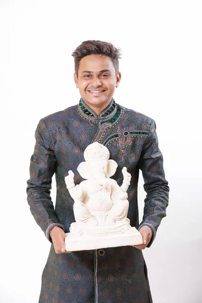 Νεαρός Ινδός Λόρδος Γκανέσα Φεστιβάλ Γιορτάζοντας Ganesh — Φωτογραφία Αρχείου