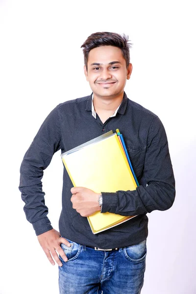 Young Indian Man Holding Files Hand — Stock fotografie