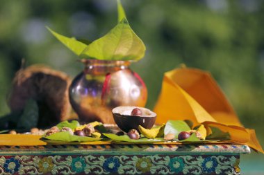 copper kalash with coconut 