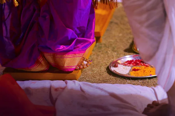 Bride Foot Indian Wedding — ストック写真