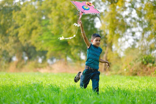 Indian Child Playing Kite — Stock Photo, Image