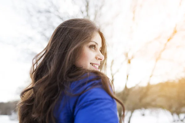 Happy beautiful dark-haired girl — Stock Photo, Image