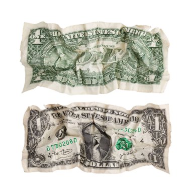 Two sides of a crumpled dollar clipart