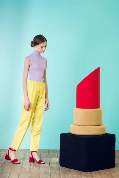 Elegant Stylish Girl Posing Big Red Lipstick — Stock Photo, Image