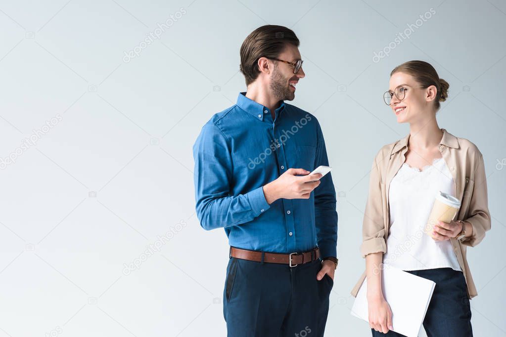 stylish young business partners isolated on white