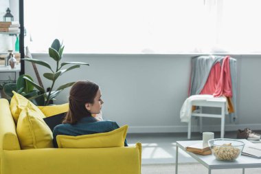 arka koltukta oturan ve evde dizüstü kullanarak genç kadının görünüm